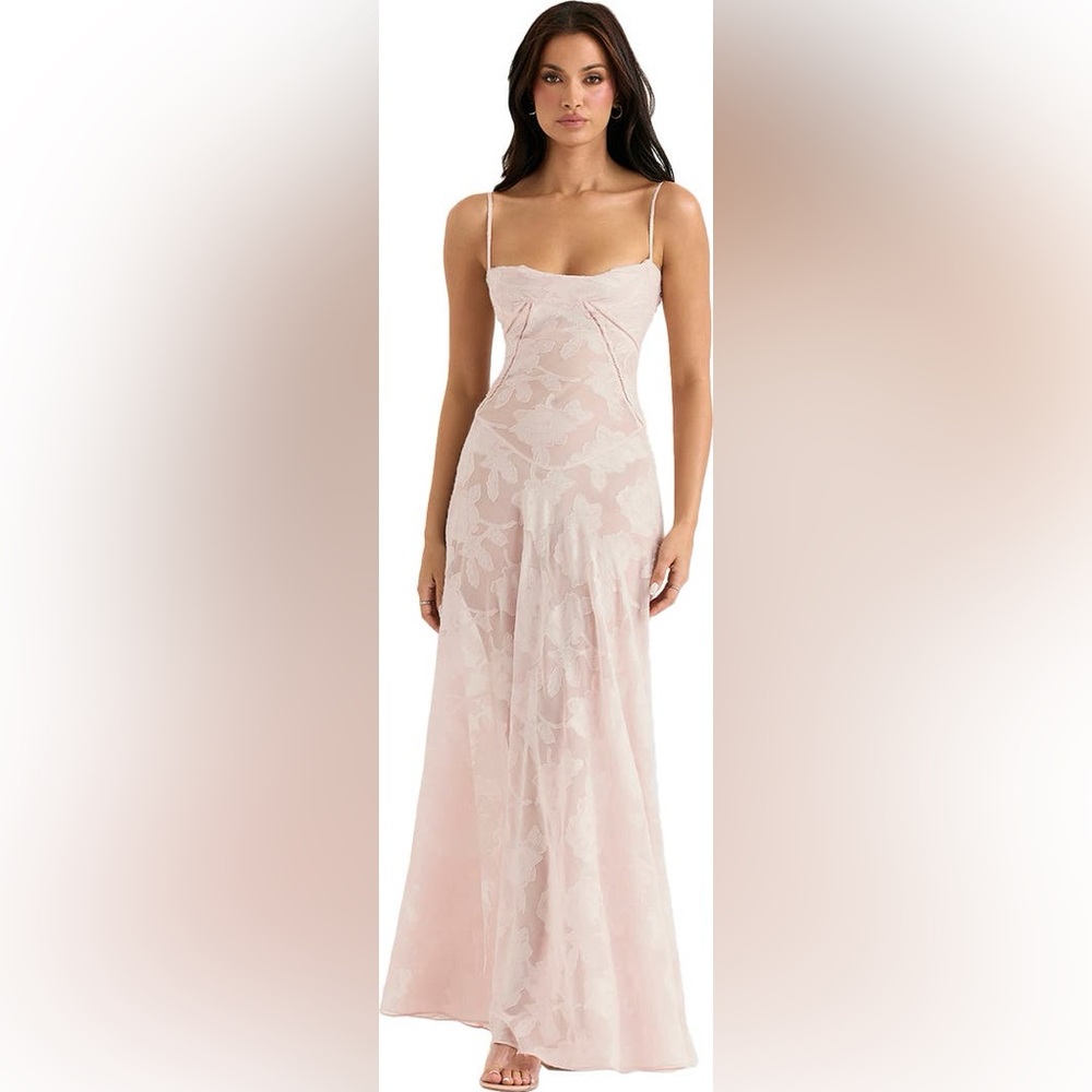 House of Cb 'Seren' Soft Pink Floral Lace Back Maxi Dress